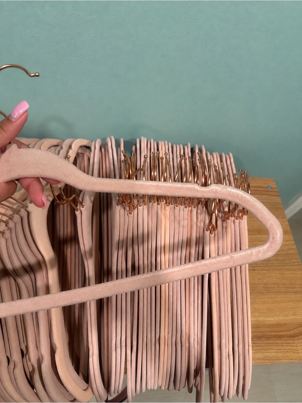 98 Blush Pink Velvet Hangers w/ Rose Gold Hooks – Non-Slip Slim Hangers